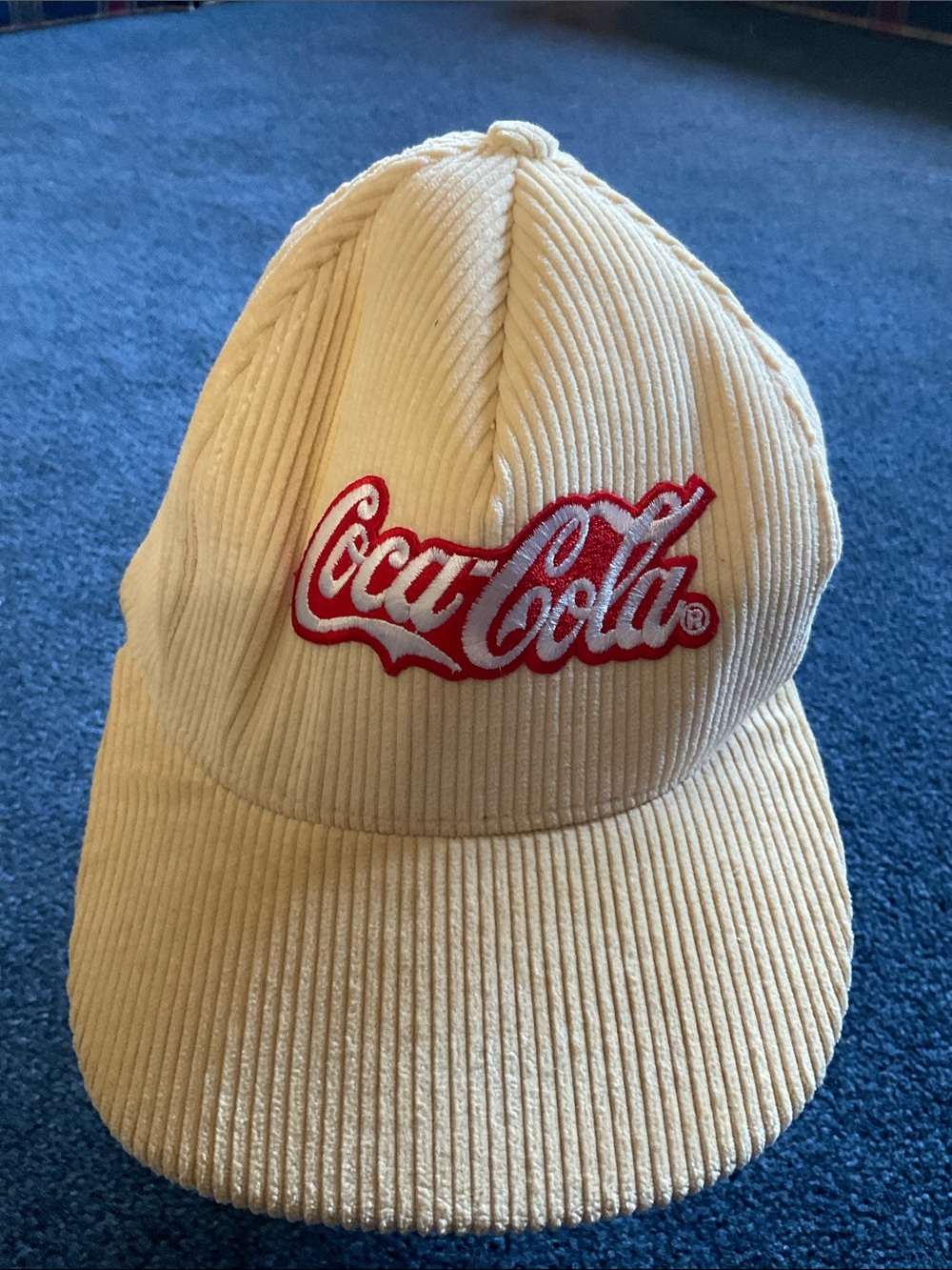Coca Cola Corduroy Cap in Cream with Red Logo vintage